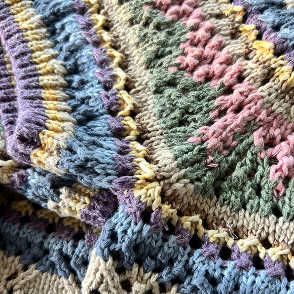 ***SOLD*** POLO RALPH LAUREN SWEATER - WOMENS MEDIUM - CROCHET PASTEL STRIPES - Picture 8 of 13